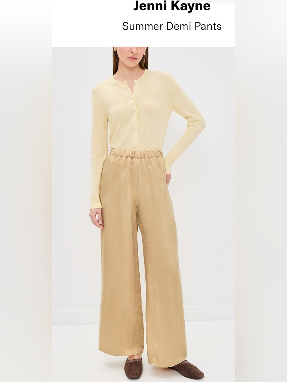 Jenni Kayne Wide-Leg Elastic Waist Pants in Beige-Tan